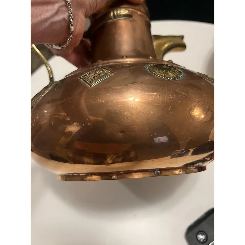 Vtg Middle East Copper / Brass Tea Pot Mystic Brass Creatures Approx 11" height - Picture 15 of 15